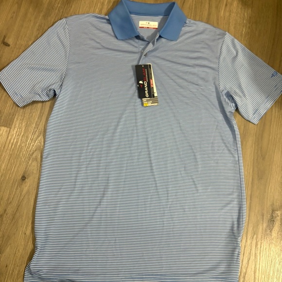 Grand Slam Performance Mens M Golf Polo Blue White Striped Stretch Athletic NWT - Picture 4 of 10